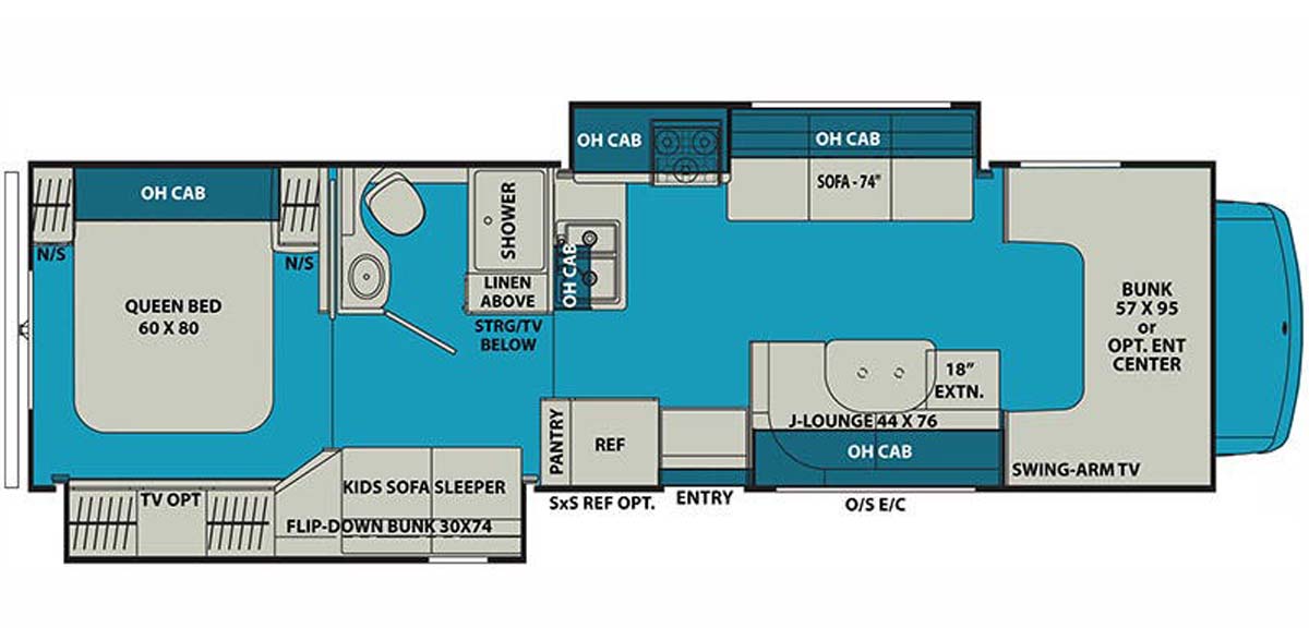 Leprechaun 310BH Motorhome Floorplan