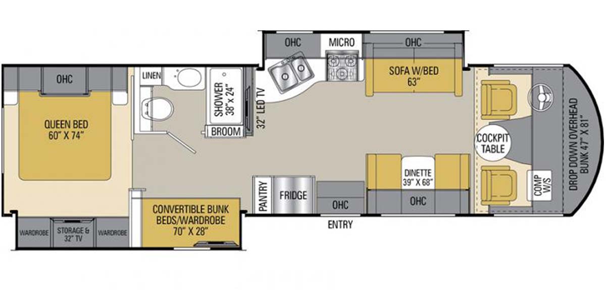 Pursuit 33BH Motorhome Floorplan